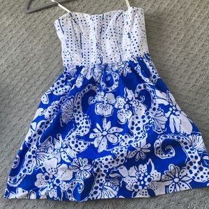 lily pulitzer blue and white corset dress